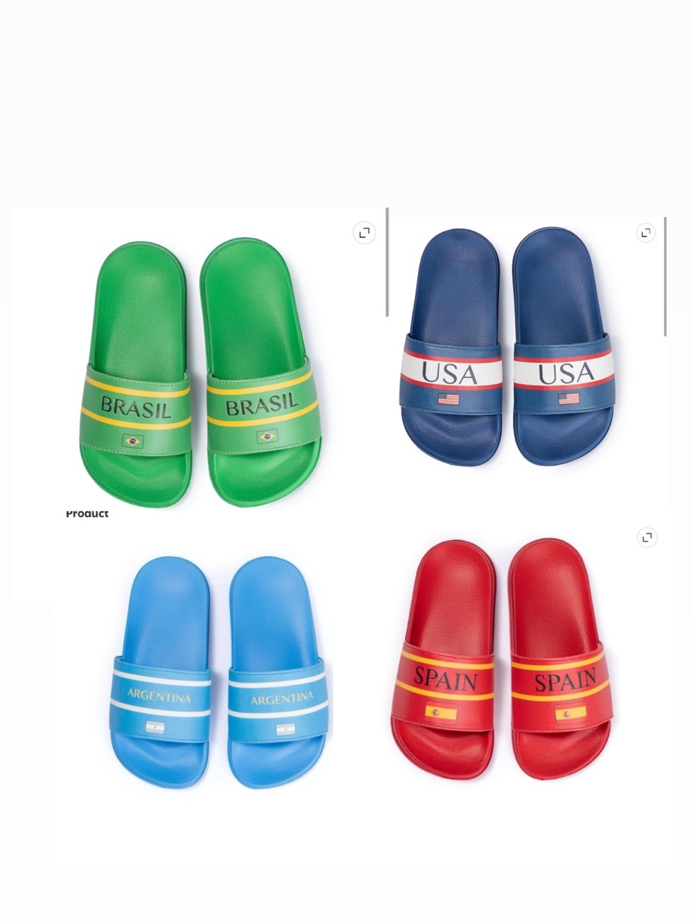 Kids Soccer Fan Slide Sandals USA, Argentina Brazil, Spain Toddler Boy 11-12 New